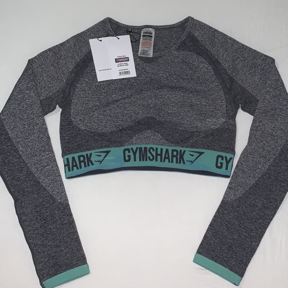 Gymshark Charcoal Flex Crop Top Size Medium brand new w tags (leggings separate)